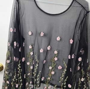 Rue 21 See Through Floral Mesh Shirt Plus Size